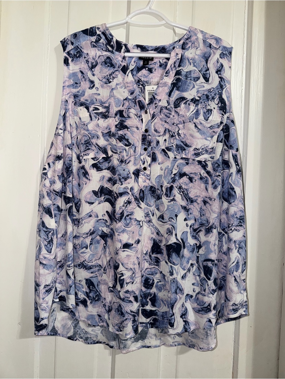 NWT Women's‎ plus size 3X Marble-Print Sleeveless Blouse tank top shirt